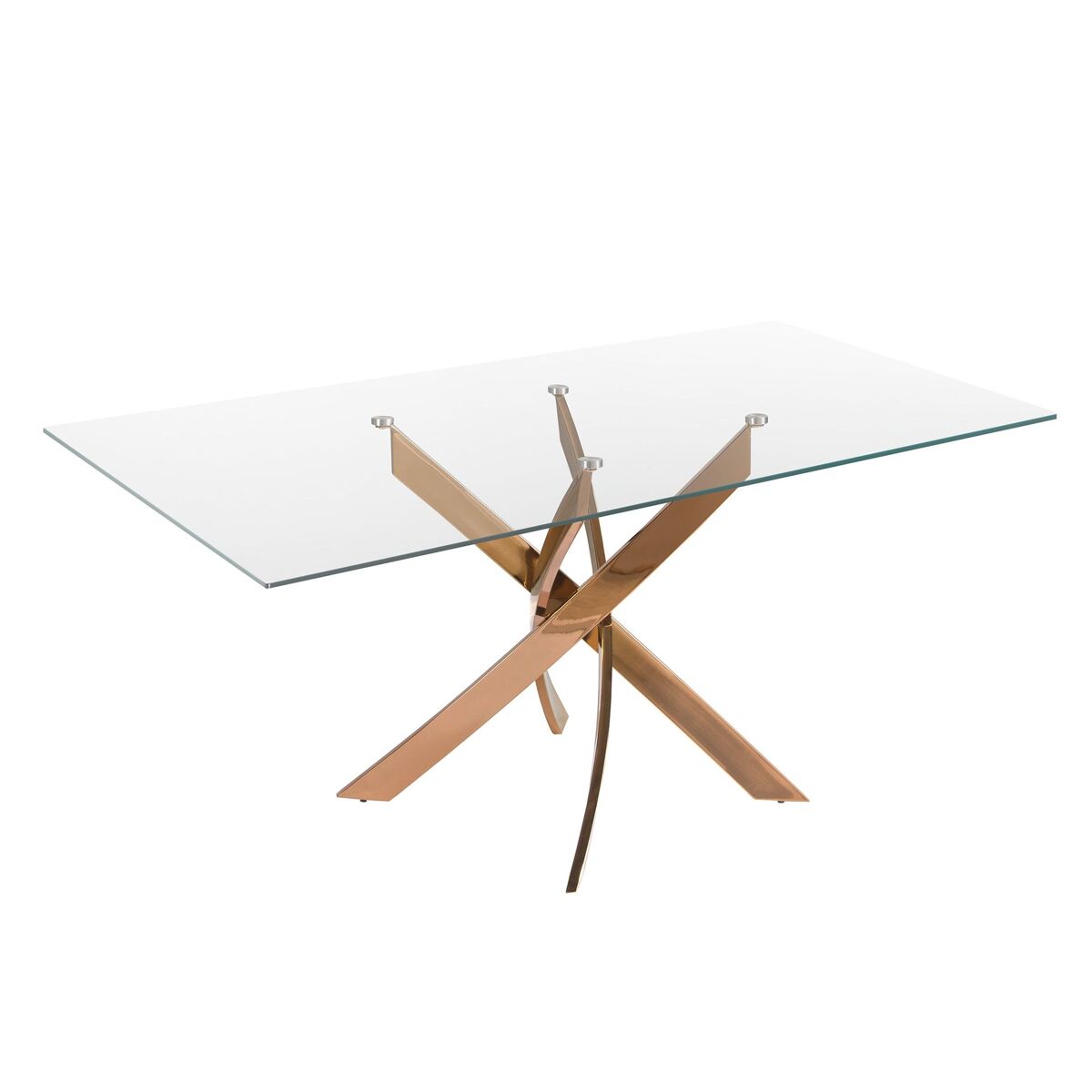 Mesa comedor rectangular cristal templado y acero 140x95