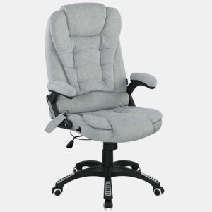 Vinsetto Cadeira de Massagem com 6 Pontos de Massagem Cadeira de Escritório Reclinável até 125° com Função de Aquecimento Altura Ajustável e Rodas para Estúdio 65x71x110-120 cm Cinza