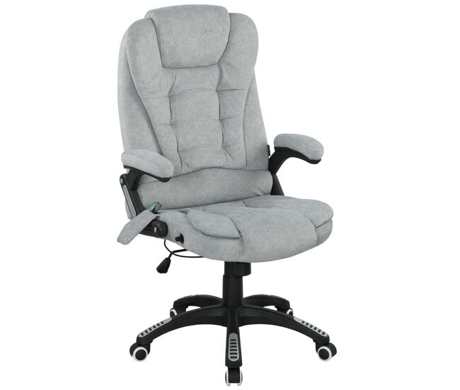 Vinsetto silla de oficina con masaje de 6 puntos silla de escritorio giratoria con función basculante con calefacción altura ajustable respaldo reclinable y mando a distancia 65x71x110-120 cm gris