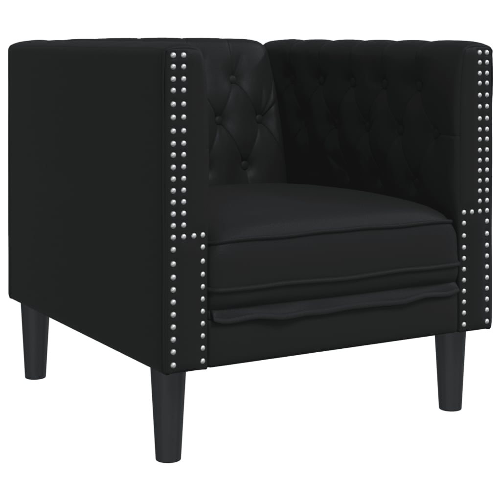 Vidaxl sillón chesterfield de cuero artificial negro