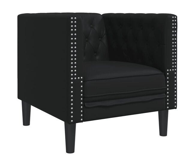 Vidaxl sillón chesterfield de cuero artificial negro