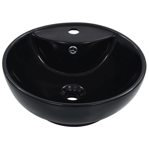 Lavatório - Lavabo - Pia de banheiro com extravasamento 46,5x18 cm cerâmica preto