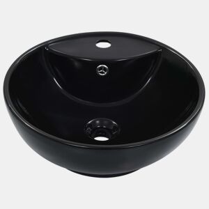 Lavatório - Lavabo - Pia de banheiro com extravasamento 46,5x18 cm cerâmica preto