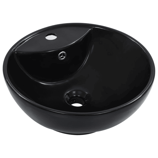 Lavatório - Lavabo - Pia de banheiro com extravasamento 46,5x18 cm cerâmica preto