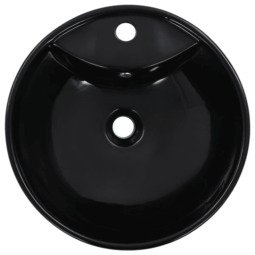 Lavatório - Lavabo - Pia de banheiro com extravasamento 46,5x18 cm cerâmica preto
