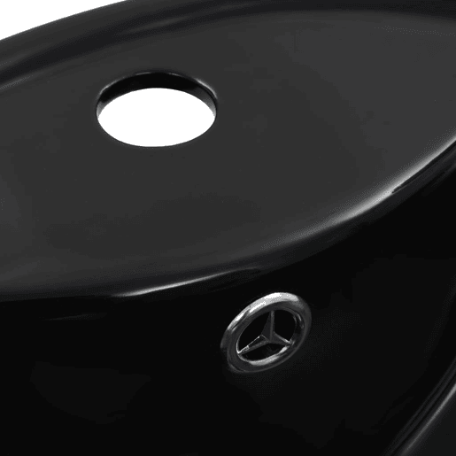 Lavatório - Lavabo - Pia de banheiro com extravasamento 46,5x18 cm cerâmica preto