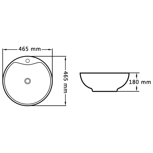 Lavatório - Lavabo - Pia de banheiro com extravasamento 46,5x18 cm cerâmica preto