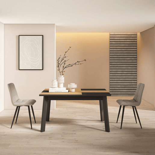 Mesa de jantar Naira 140 Negro Roble Negro 141 x 74 x 90 cm