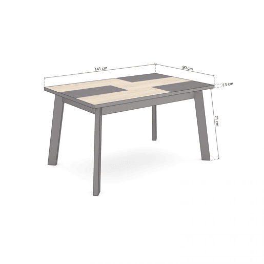 Mesa de jantar Naira 140 Negro Roble Negro 141 x 74 x 90 cm