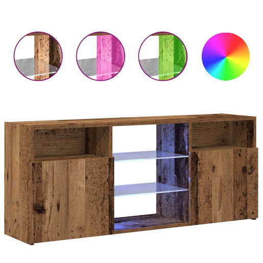 Móvel de TV - Modulo de TV - Armário de TV com luzes LED derivados de madeira madeira velha