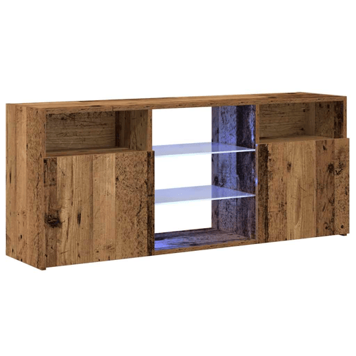 Móvel de TV - Modulo de TV - Armário de TV com luzes LED derivados de madeira madeira velha