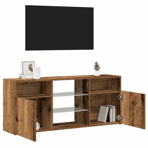 Móvel de TV - Modulo de TV - Armário de TV com luzes LED derivados de madeira madeira velha