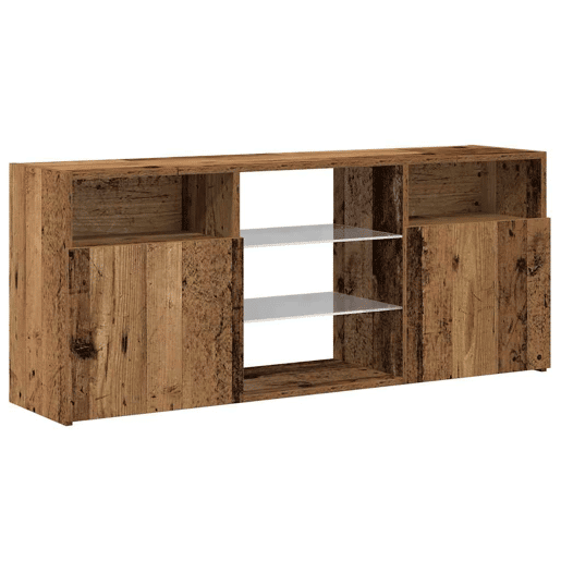 Móvel de TV - Modulo de TV - Armário de TV com luzes LED derivados de madeira madeira velha