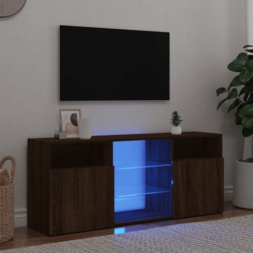 Móvel de TV - Modulo de TV - Armário de TV com luzes LED 120x30x50 cm carvalho castanho
