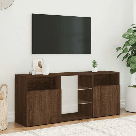 Móvel de TV - Modulo de TV - Armário de TV com luzes LED 120x30x50 cm carvalho castanho