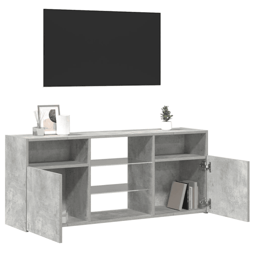 Móvel de TV - Modulo de TV - Armário de TV com luzes LED 120x30x50 cm cinzento cimento