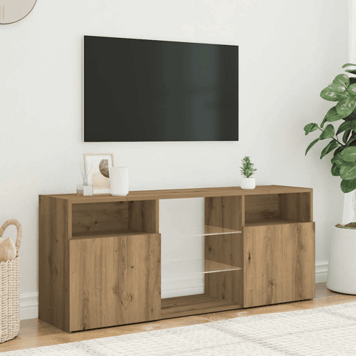 Móvel TV - Modulo de TV - Armário de TV c luzes LED derivados de madeira carvalho artisiano