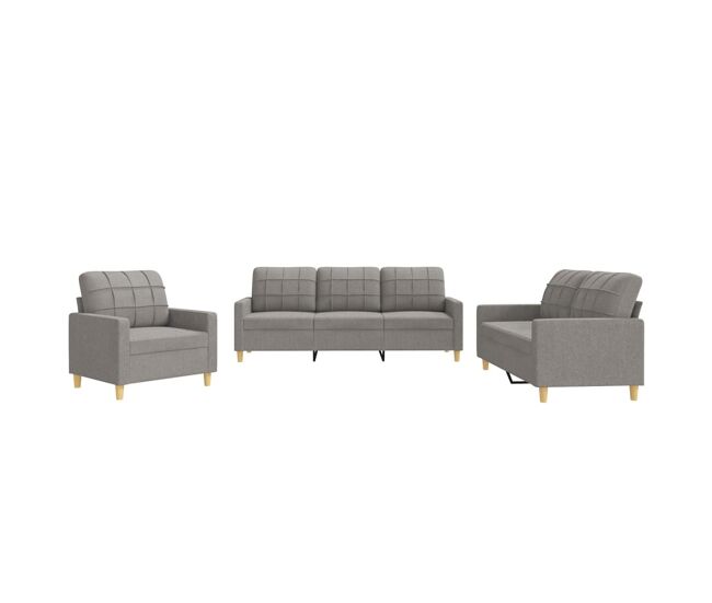 Vidaxl juego de sofás con cojines 3 piezas tela gris taupe