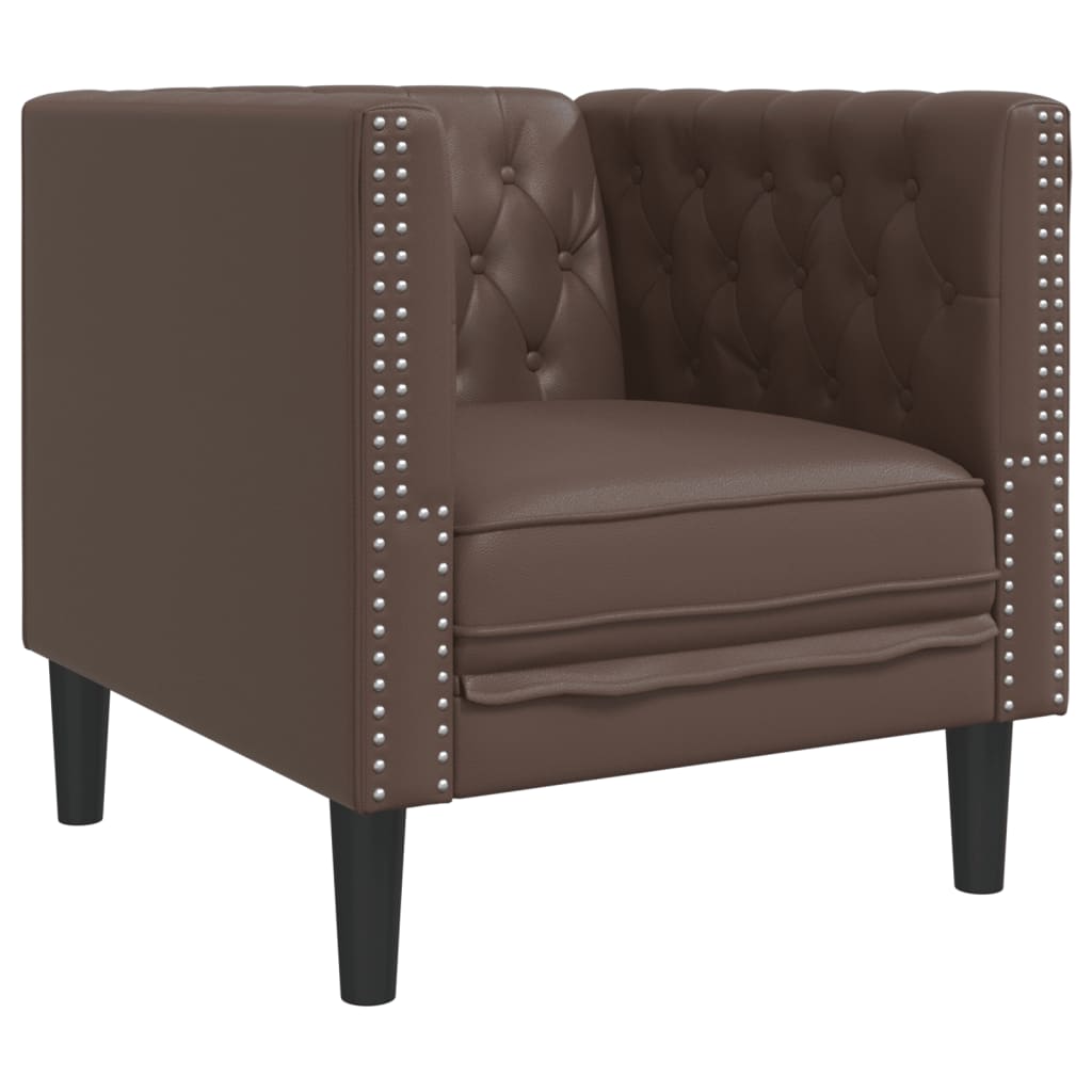 Vidaxl sillón chesterfield de cuero artificial marrón