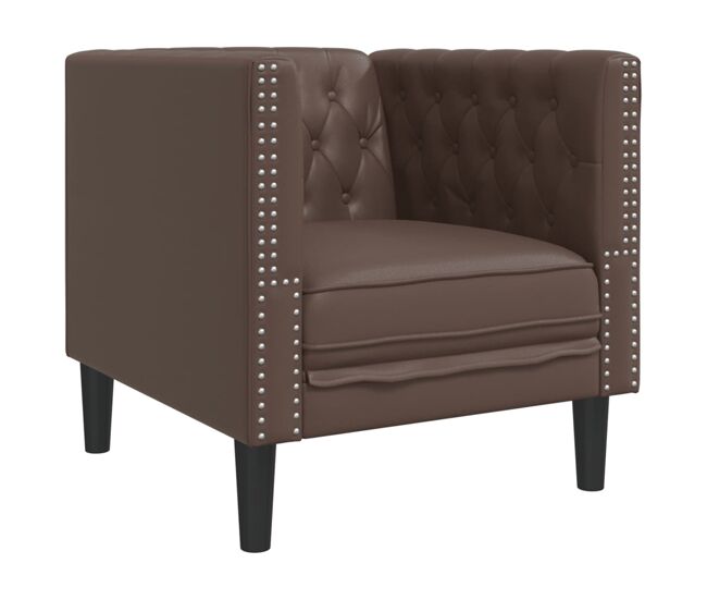 Vidaxl sillón chesterfield de cuero artificial marrón