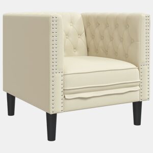vidaXL Sofá chesterfield couro artificial creme