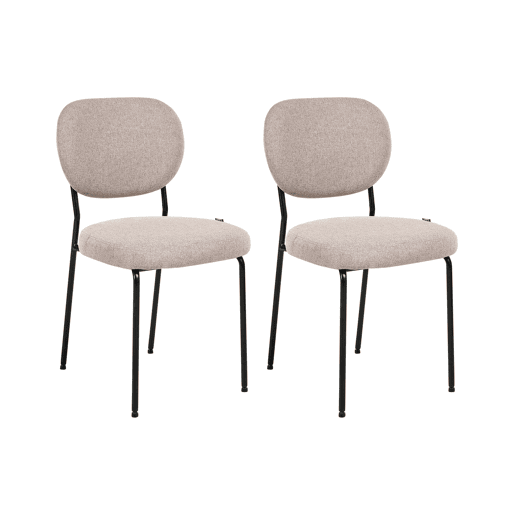Conjunto de 2 cadeiras de jantar LOLETA Tecido Castanho claro