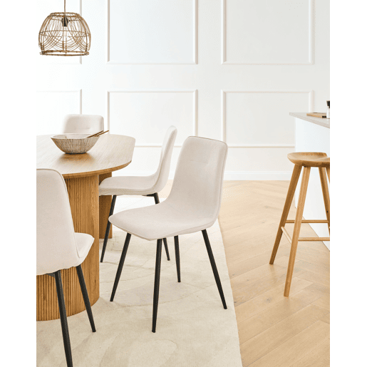 Conjunto de 4 cadeiras de jantar TUSCOLA Tecido Creme claro