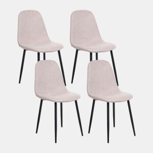 Conjunto de 4 cadeiras de jantar CRANDALL Tecido Creme