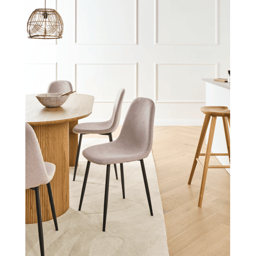 Conjunto de 4 cadeiras de jantar CRANDALL Tecido Creme