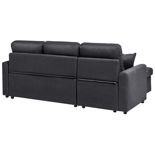 Sofá-cama de canto NASSJO Linho sintético Preto 3 lugares à direita