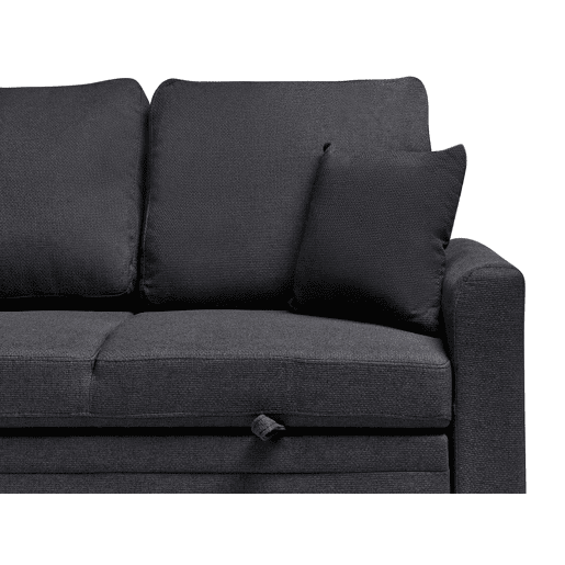Sofá-cama de canto NASSJO Linho sintético Preto 3 lugares à direita