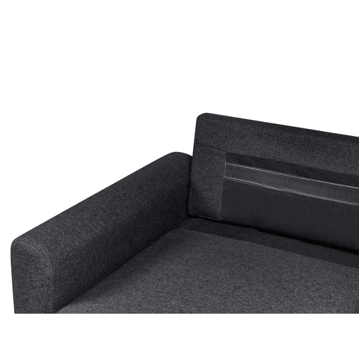Sofá-cama de canto NASSJO Linho sintético Preto 3 lugares à direita