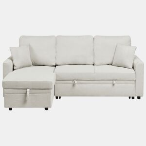 Sofá-cama de canto NASSJO Linho sintético Creme claro 3 lugares à direita