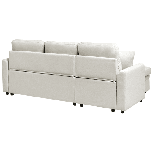 Sofá-cama de canto NASSJO Linho sintético Creme claro 3 lugares à direita