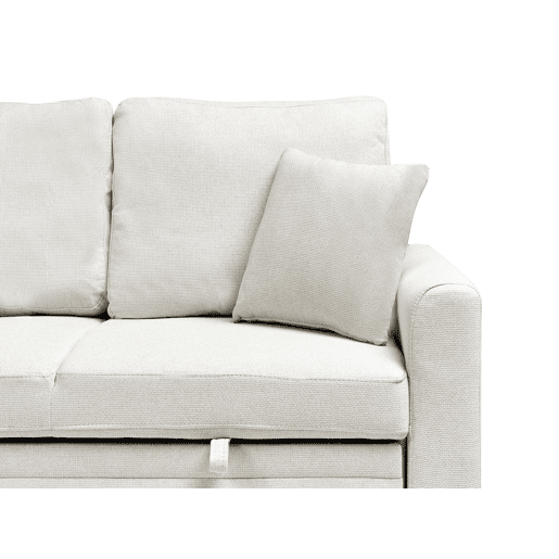 Sofá-cama de canto NASSJO Linho sintético Creme claro 3 lugares à direita