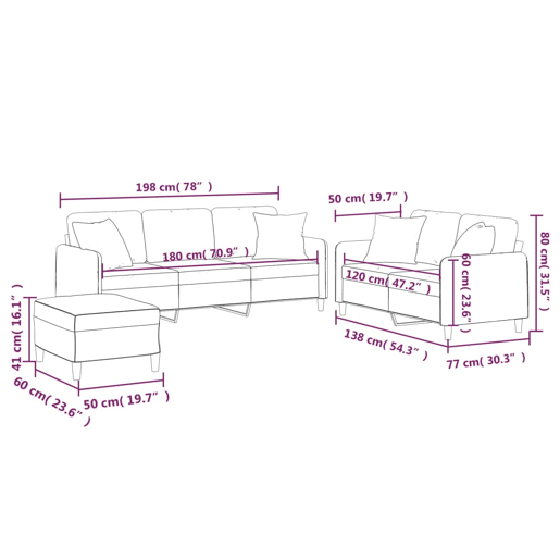 vidaXL 3 pcs conjunto de sofás com almofadas tecido amarelo-claro vidaXL 3 pcs conjunto de sofás com almofadas tecido amarelo-claro