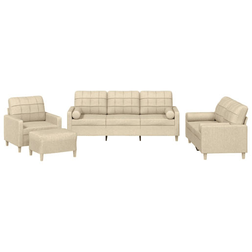 vidaXL 4 pcs conjunto de sofás com almofadas tecido cor creme vidaXL 4 pcs conjunto de sofás com almofadas tecido cor creme