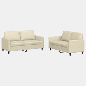 vidaXL 2 pcs conjunto sofás c almofadões couro artificial cor creme