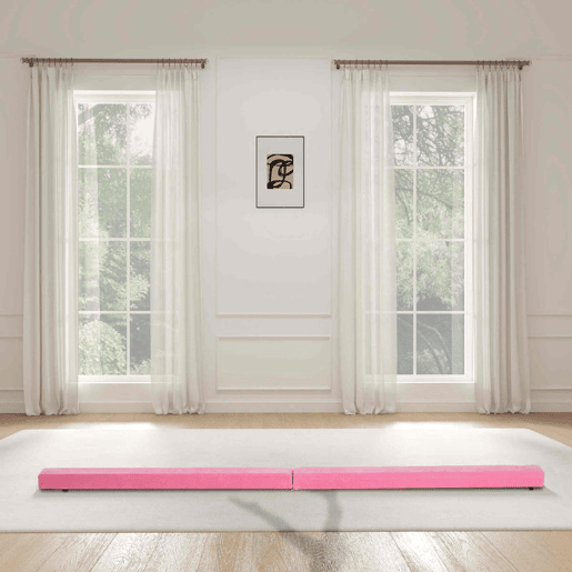 HOMCOM Barra de Equilíbrio Ginástica Dobrável 210 cm Barra de Ginástica Artística Viga de Equilíbrio para Crianças Iniciantes e Ginastas Profissionais para Treino em Casa 210x10x6,5 cm Rosa