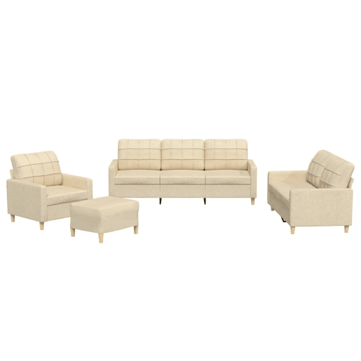 vidaXL 4 pcs conjunto de sofás com almofadões tecido cor creme vidaXL 4 pcs conjunto de sofás com almofadões tecido cor creme