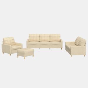 vidaXL 4 pcs conjunto de sofás com almofadões tecido cor creme