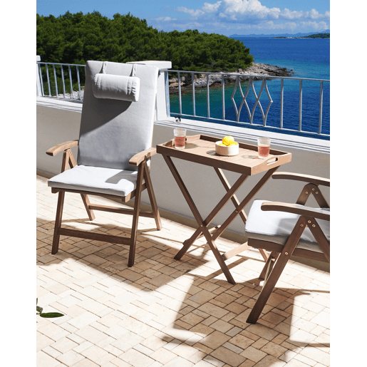 Conjunto de 2 cadeiras de jardim com almofadas AMANTEA PREMIUM Madeira de acácia Cinzento claro