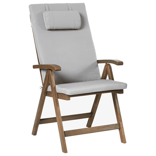 Conjunto de 2 cadeiras de jardim com almofadas AMANTEA PREMIUM Madeira de acácia Cinzento claro