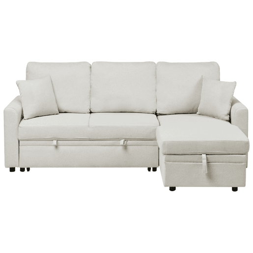 Sofá-cama de canto NASSJO Linho sintético Creme claro 3 lugares à esquerda