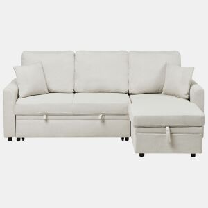 Sofá-cama de canto NASSJO Linho sintético Creme claro 3 lugares à esquerda