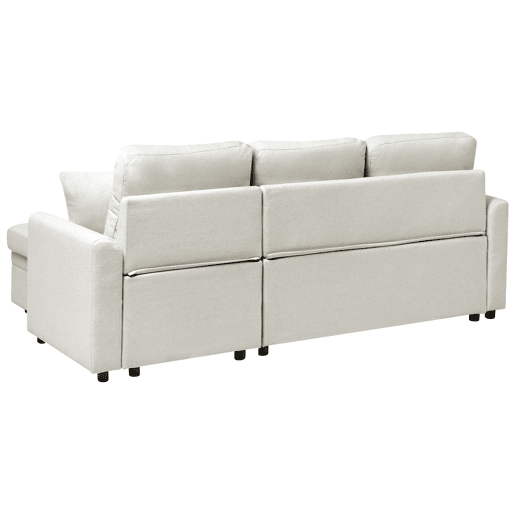 Sofá-cama de canto NASSJO Linho sintético Creme claro 3 lugares à esquerda