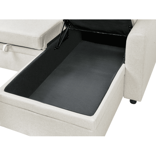 Sofá-cama de canto NASSJO Linho sintético Creme claro 3 lugares à esquerda