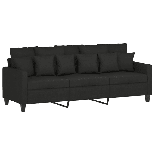 vidaXL 2 pcs conjunto de sofás com almofadões tecido preto vidaXL 2 pcs conjunto de sofás com almofadões tecido preto