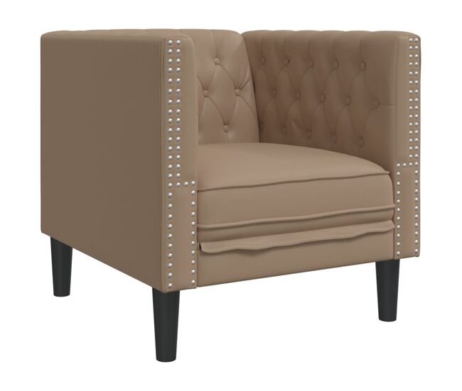 Vidaxl sillón chesterfield de cuero artificial marrón capuchino