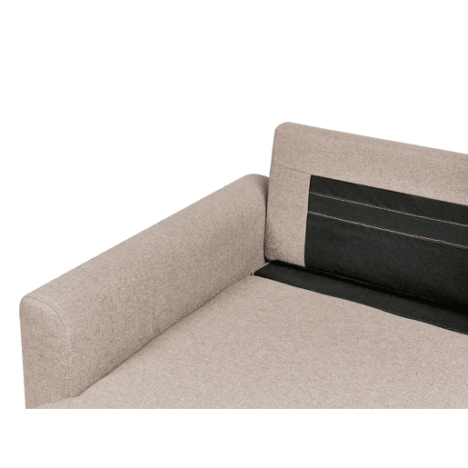 Sofá-cama de canto NASSJO Linho sintético Castanho claro 3 lugares à direita